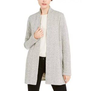 EILEEN FISHER Organic Cotton Open-Front Cardigan Gray Textured Women's Sz XL‎